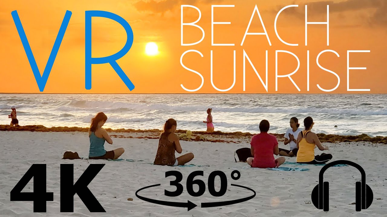 Beach Sunrise - VR 360 - 4K Video - Soothing Surround Beach Sounds - ASMR CaliScapes