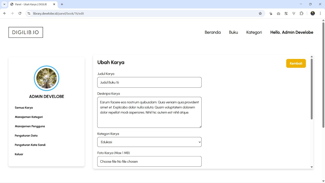Website Perpustakaan Digital Eps 25 : Integrasi Halaman Panel Admin - Ubah Buku