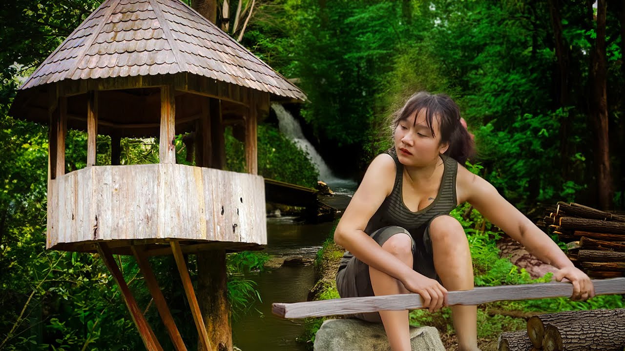 Make a Tree House with the power of a Girl - Survival Skills - New Life | New Wild Land / Off Grid