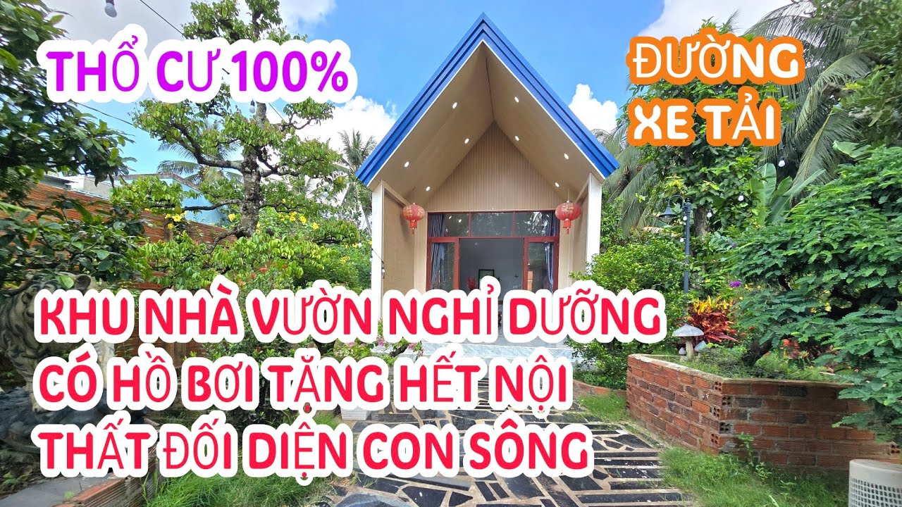 MS:25382 Xem căn nhà vườn đẹp như tranh - Ôtô tới sân thổ cư 100% nằm giáp sông.