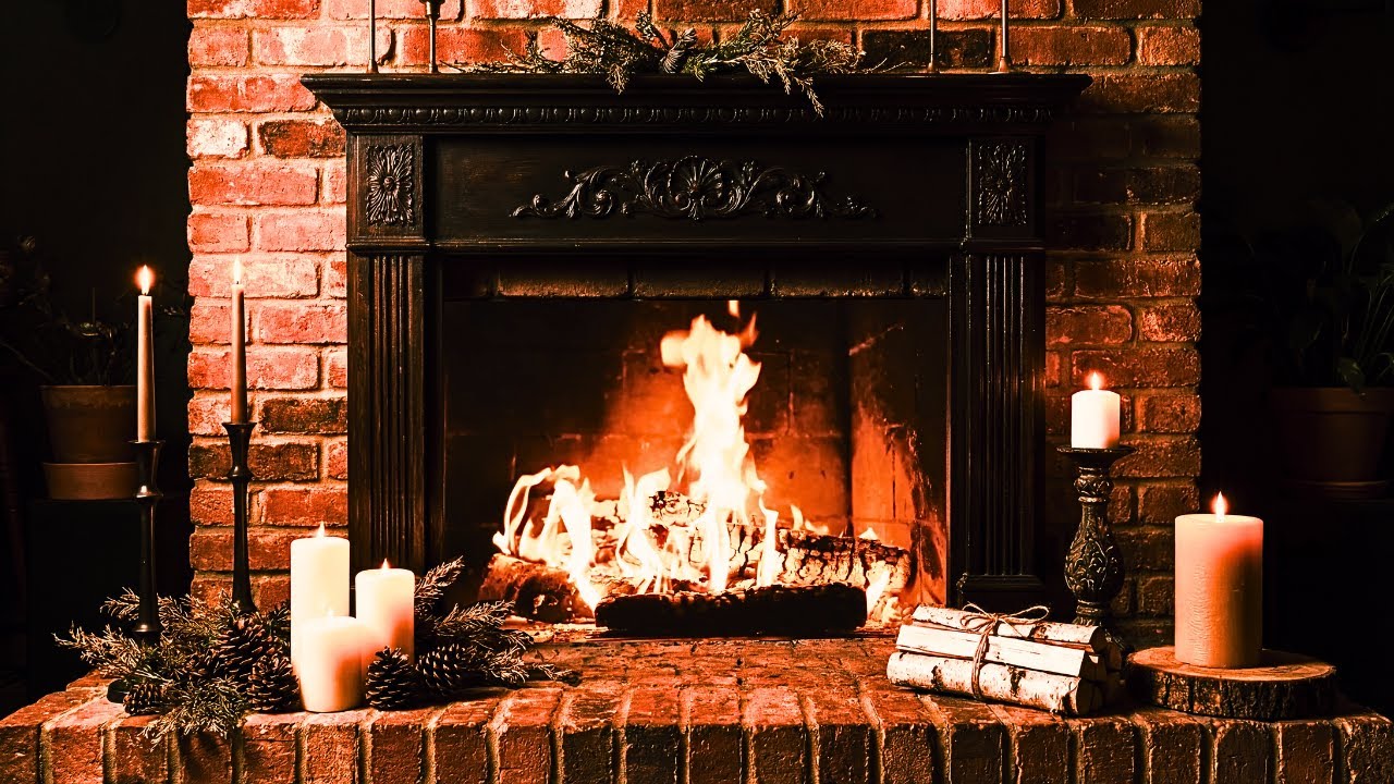 Cozy Dark Fireplace 4K 🔥 Relaxing Fire Sounds for Sleep (Low Light Ambience)