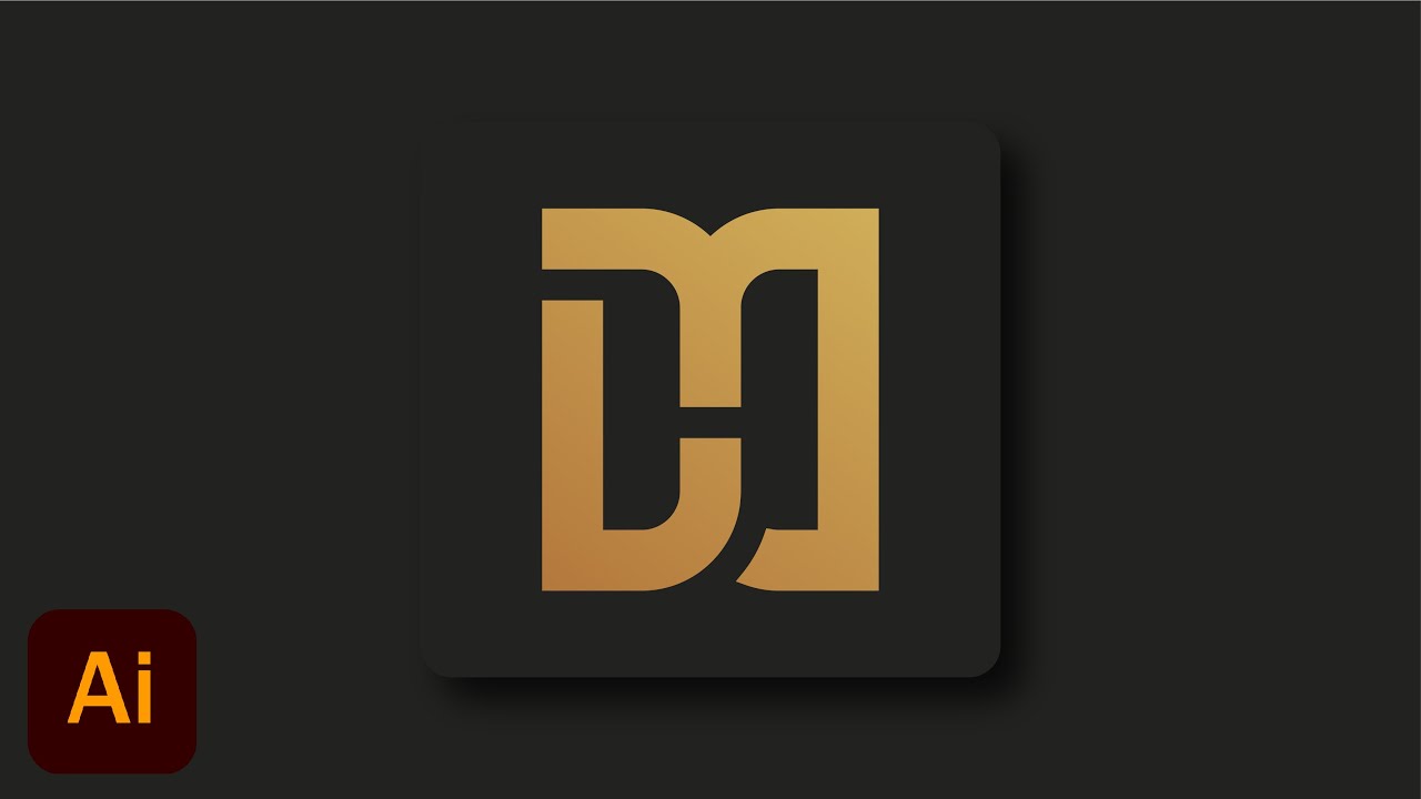 Tutorial Monogram Logo Design Letter DM With Grid in Adobe Illustrator