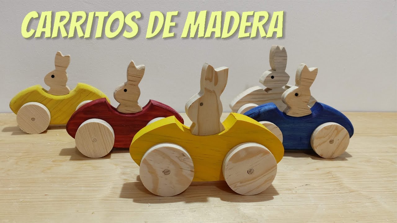 Como hacer #carritos  de #madera (carrera de #conejitos ) 🐰🐰🐰