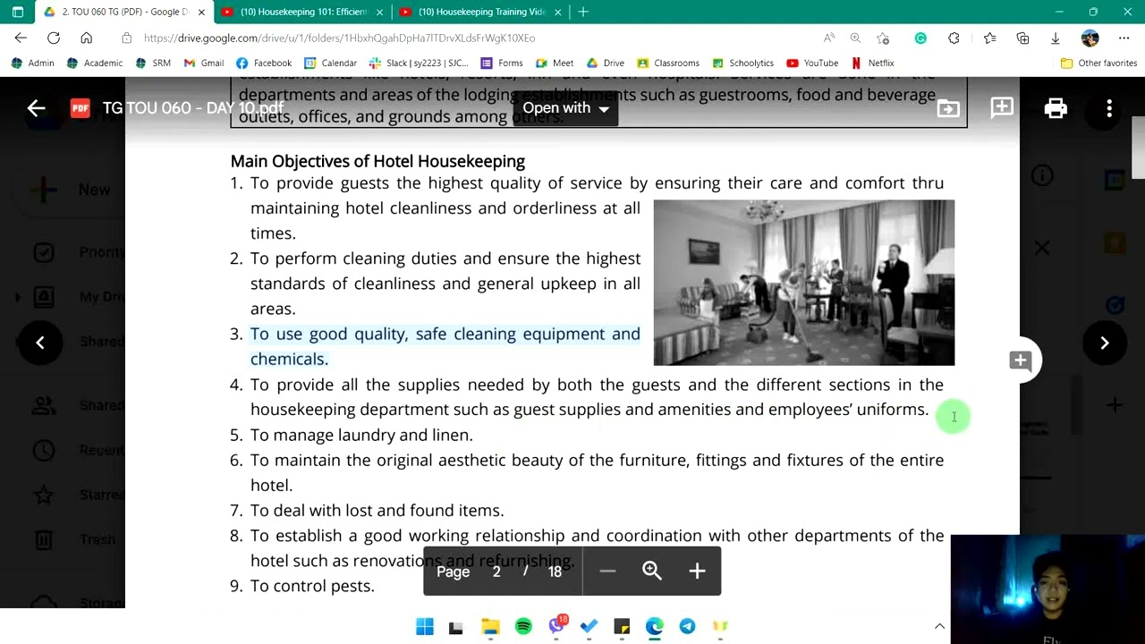Housekeeping - Organizational Structure & General Procedures || Accommodation Operations Management