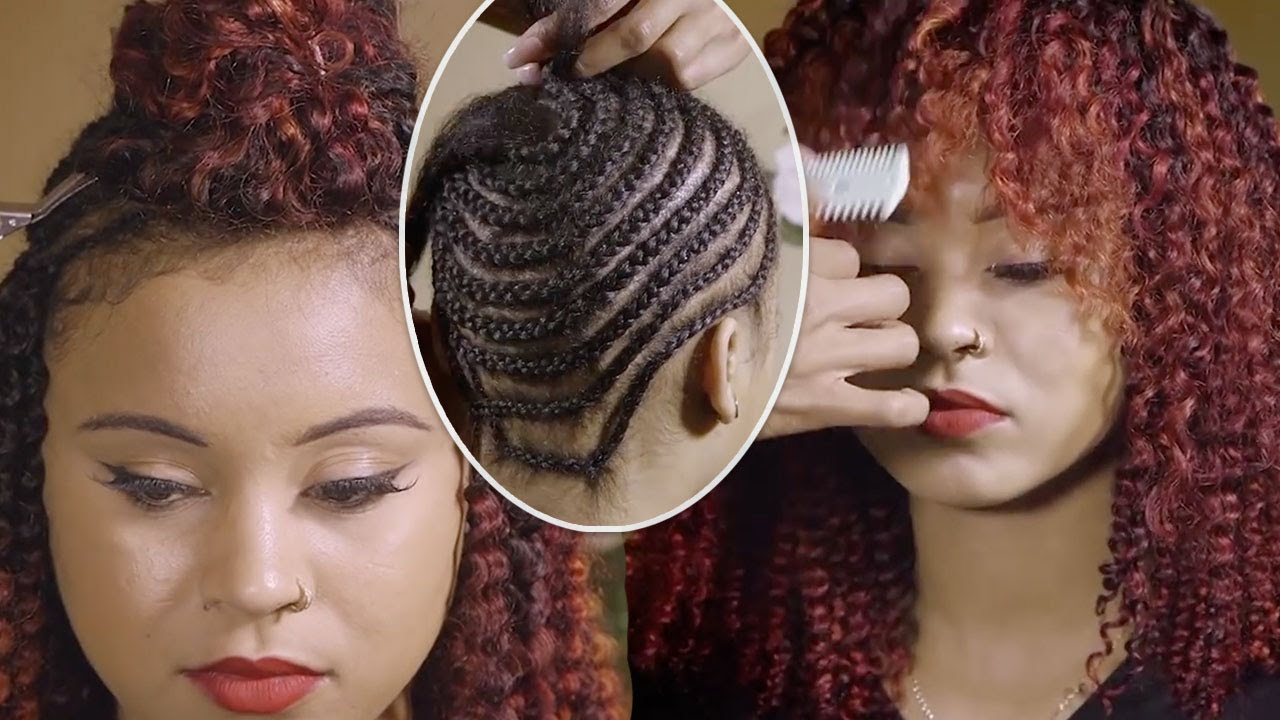 FULL SEW-IN LACE CLOSURE WITH BANGS BRAZILIAN CURLY MAYVENN HAIR ft. @Miss Palmer's Place
