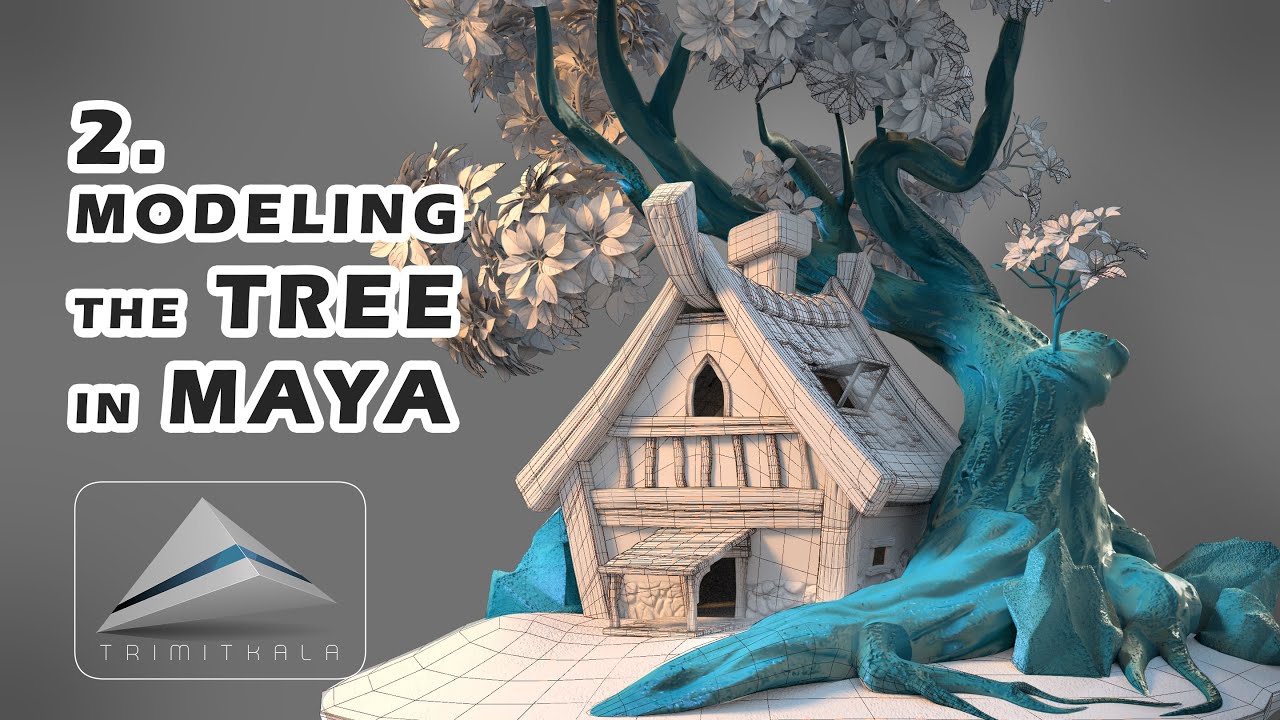 2. Дерево | Моделирование дерева и камней в Maya | Урок 2 | Создание 3D-сцены шаг за шагом