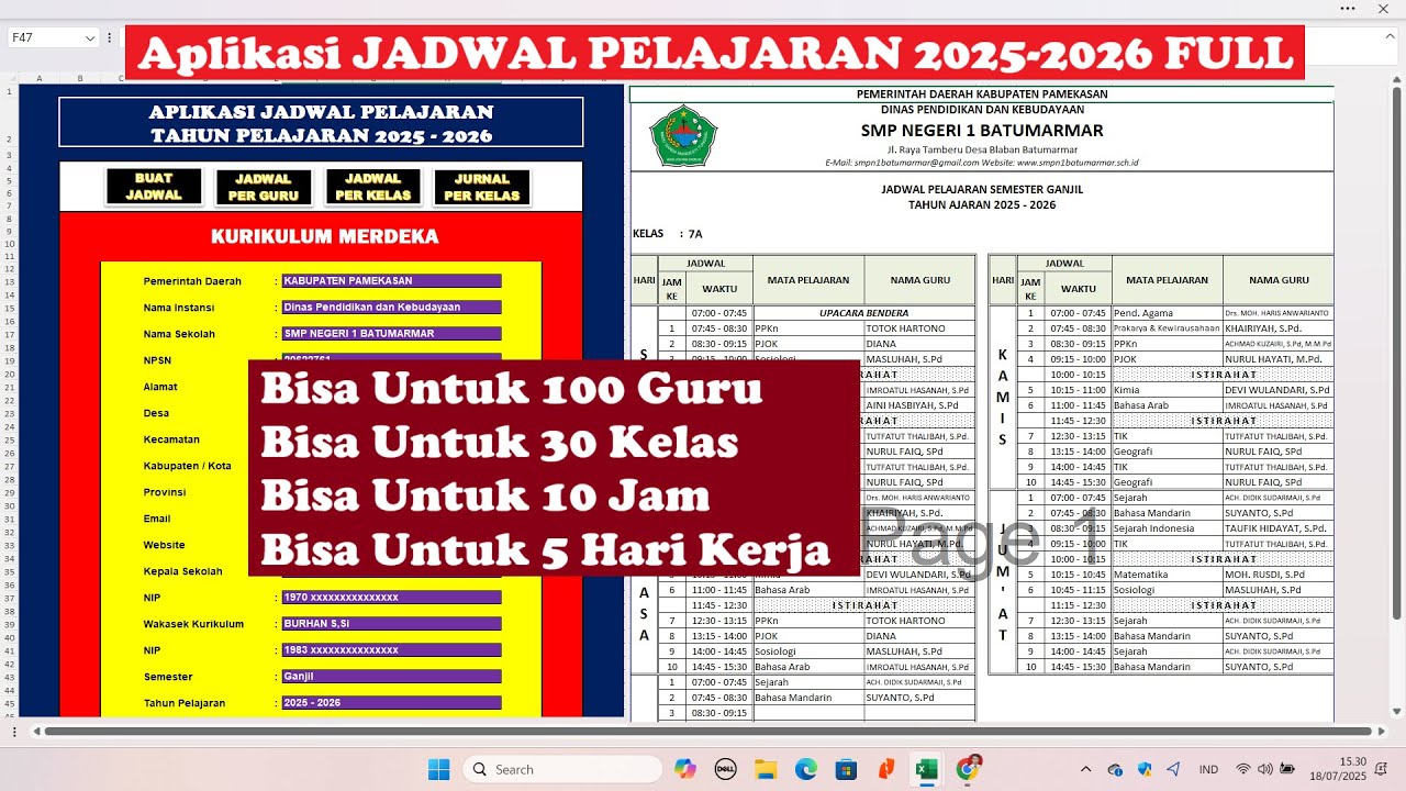 Aplikasi Jadwal Pelajaran Terbaru TA 2025-2026 Full Versi