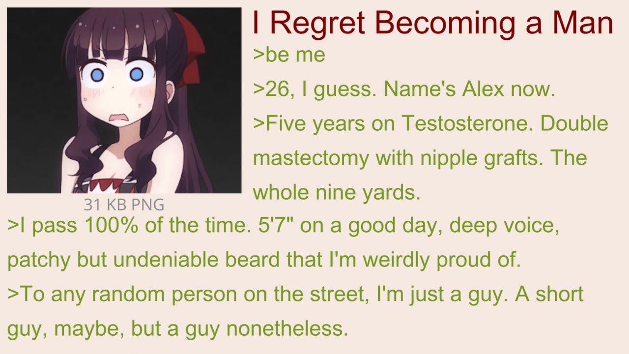 Trans Man Regrets Transition, Admits Male Life Is Way Harder Than Expected