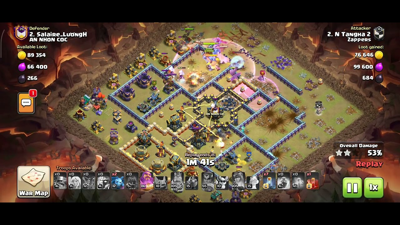 Frndly war match and beat my opponent base.