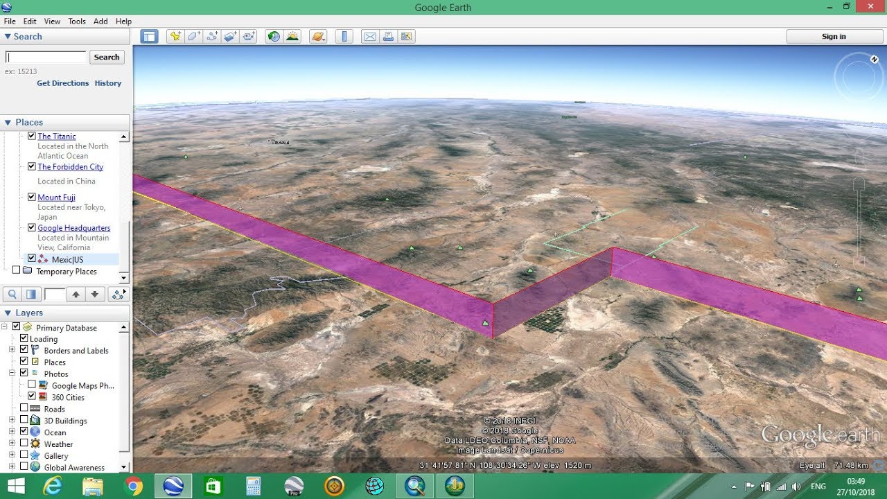 Extend line path in Google Earth 3d