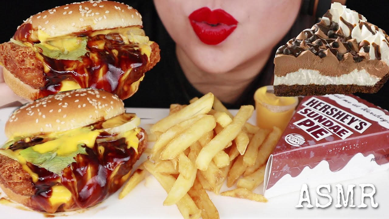 BURGER KING TRIPLE CHEESE TENDERCRISP & HERSHEY'S SUNDAE PIE ASMR MUKBANG | MUKBANG MALAYSIA