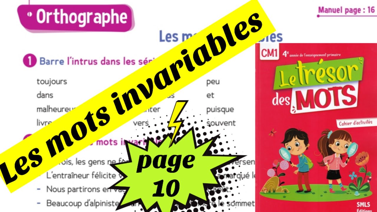 Les mots invariables ( page 10 ) / le trésor des mots CM1 ( cahier d'activités)