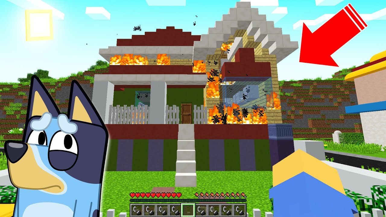 QUEMAMOS LA CASA DE BLUEY EN MINECRAFT 🔥