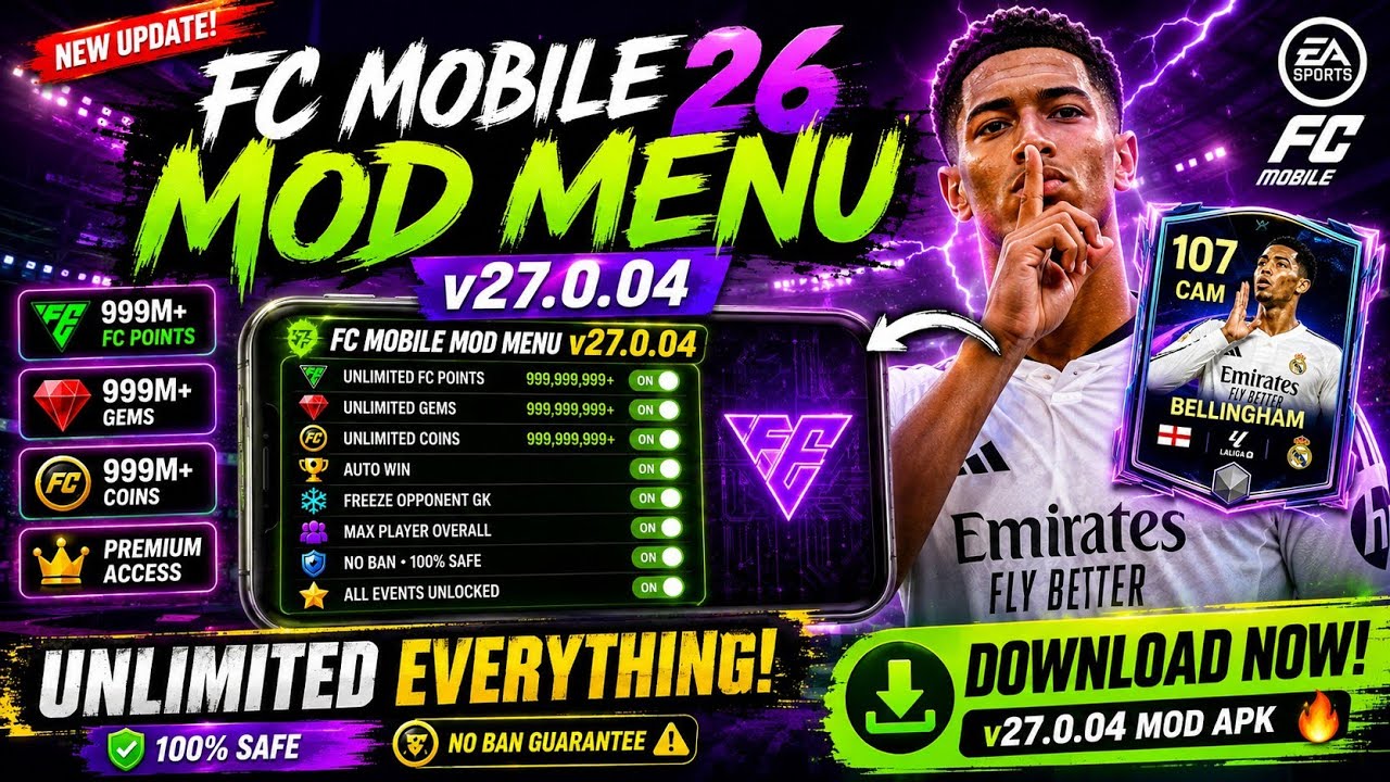 Fc Mobile Mod Menu v27.0.04 | Unlimited Money & Fc Points | Fc Mobile Mod Apk | FC Mobile Mod Menu
