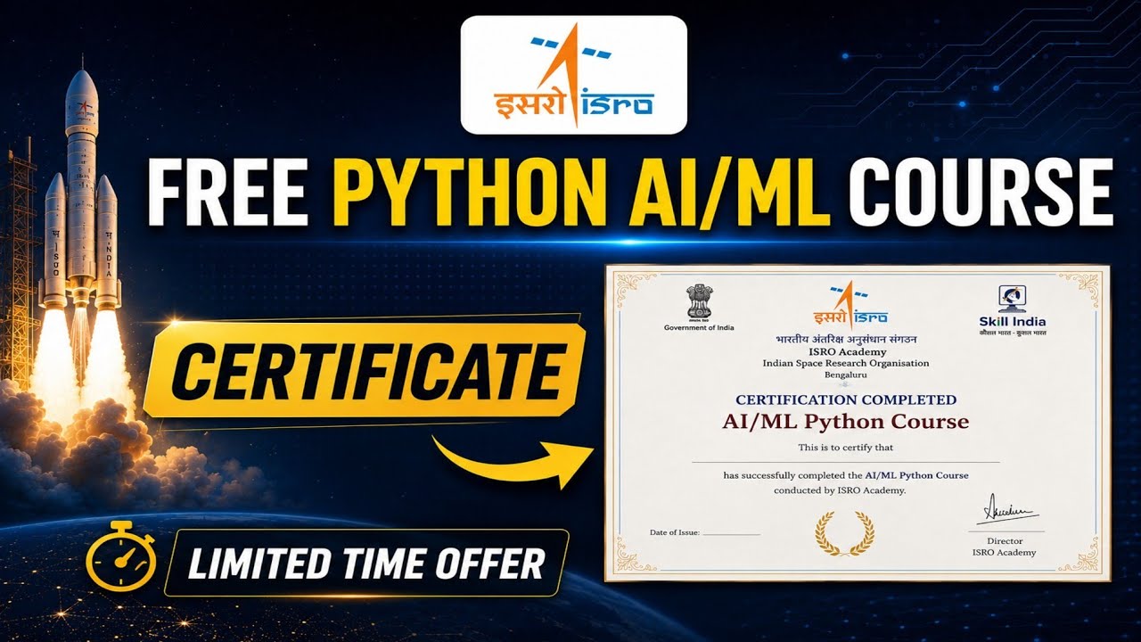 🚀 ISRO FREE Python AI/ML Course | Official Certificate + Training 🎓