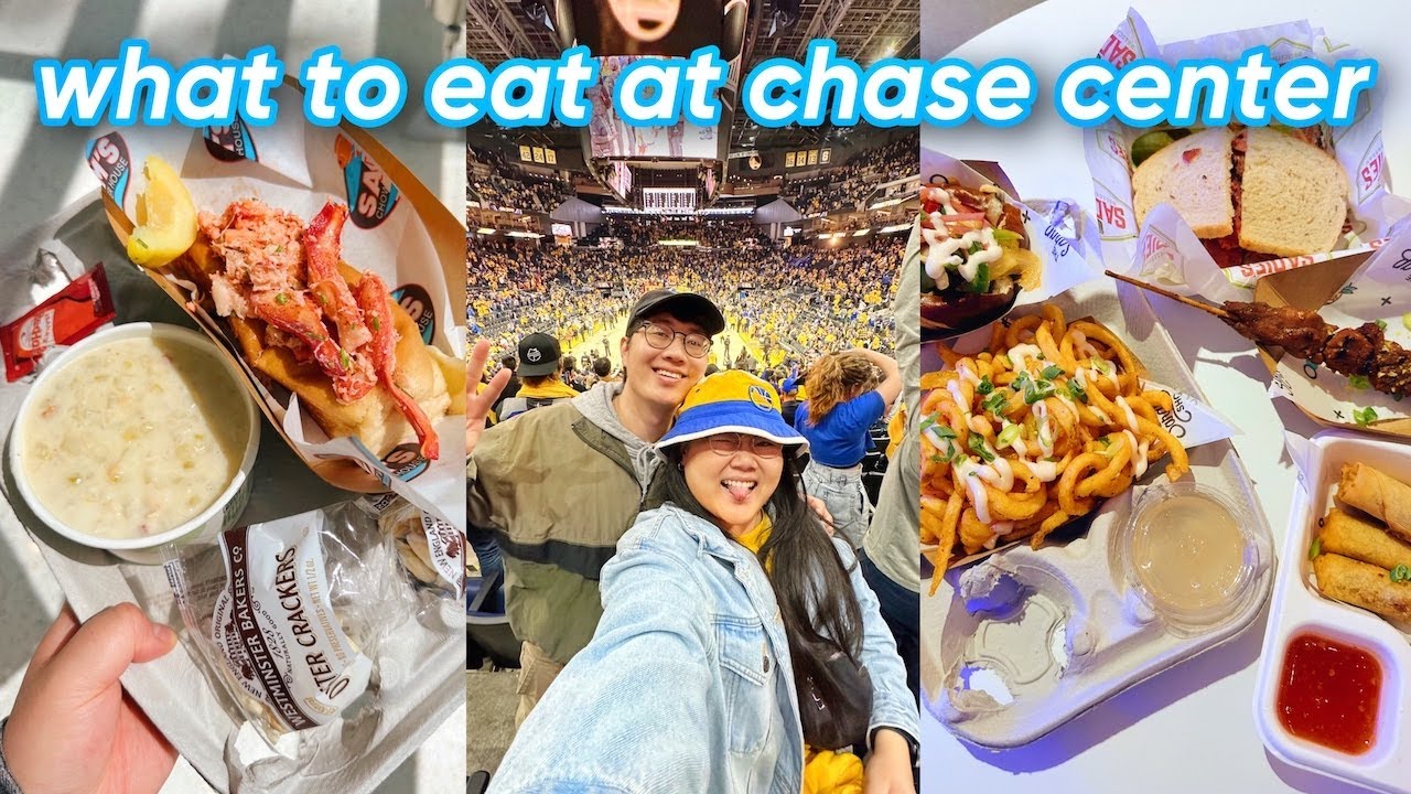 what i ate at a warriors game! 🏀💙💛 chase center food tour (bbq, lobster roll, lumpia + more)