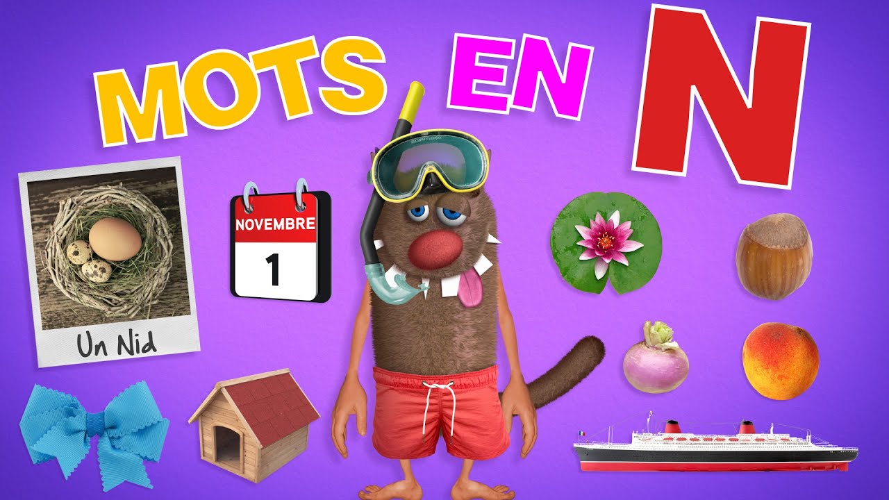 Foufou - Mots commençant par N pour les enfants (Learn words starting with N for kids) 4k
