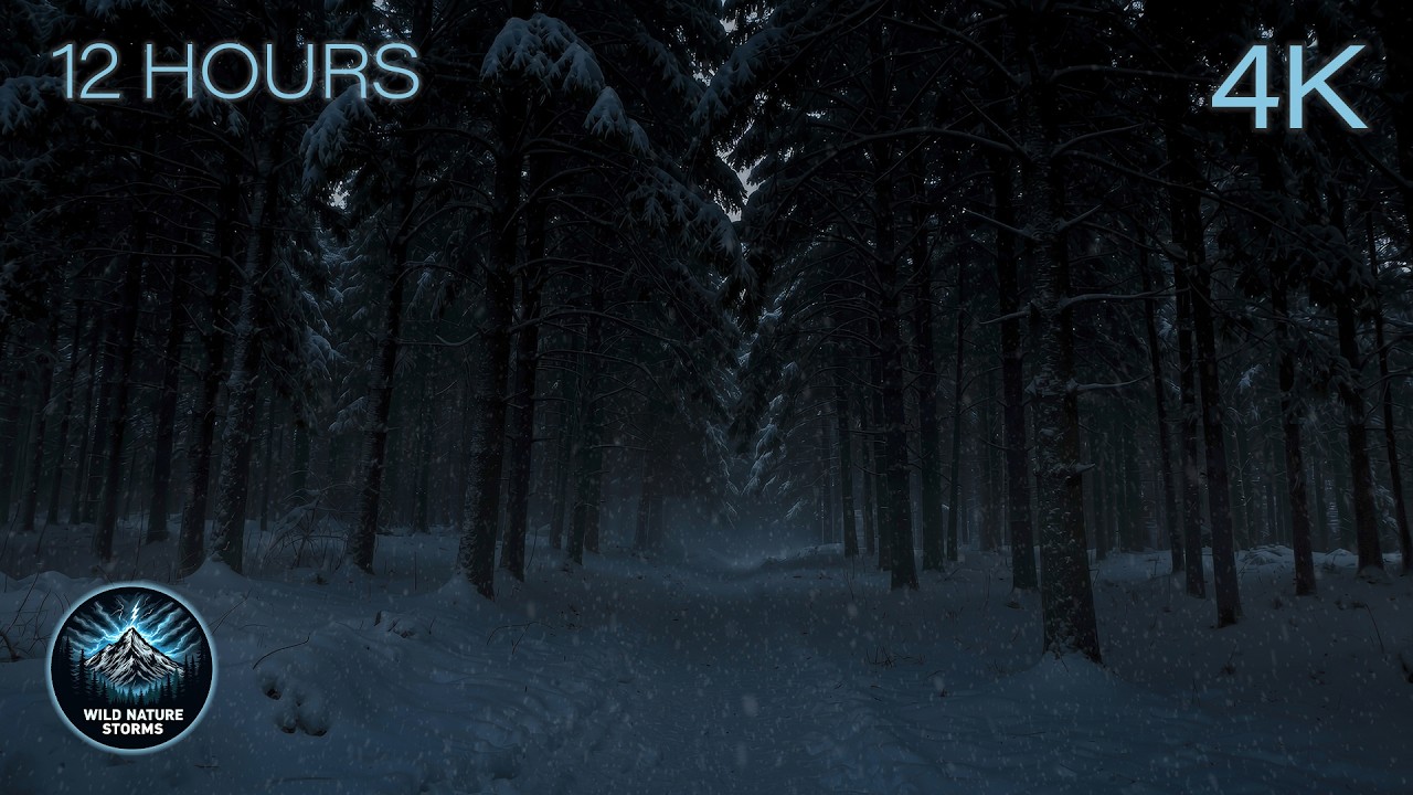 Frostbound Passage | 12 Hours of Snowy Forest Night, Soft Wind & Deep Winter Silence