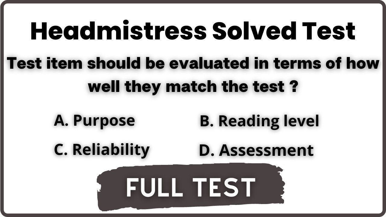 KPPSC Headmistress Solved Test | Headmistress Test Preparation | Headmistress Past Solved Papers