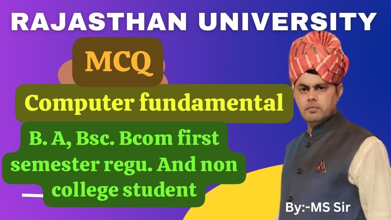 Computer fundamental important questions B. A, bsc. Bcom Rajasthan university first semester exam 