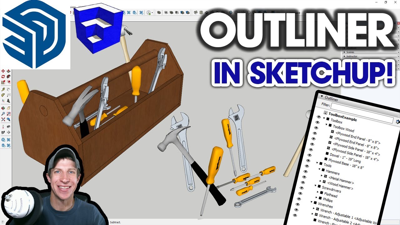 Как использовать OUTLINER в SketchUp! (Это нужно всем!)