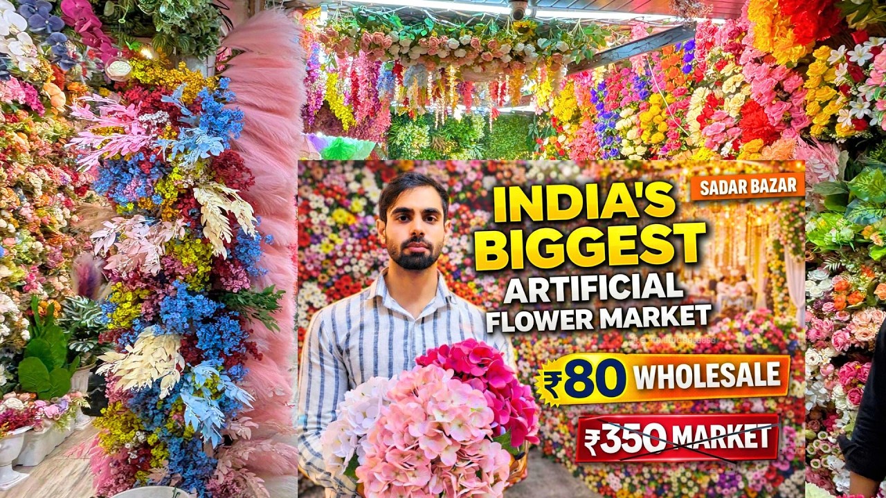 India’s Biggest Artificial Flower Wholesale Market 😱 | Wedding Decor | Sadar Bazar Delhi  मात्र ₹1मे
