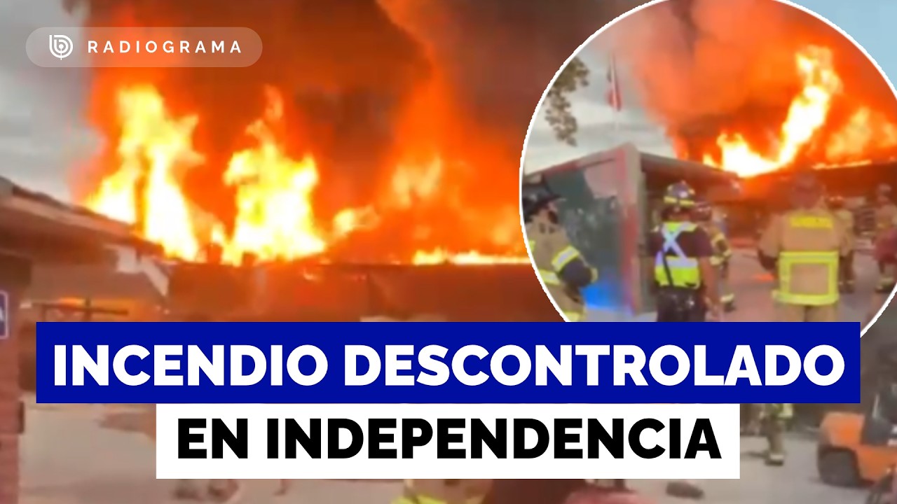 Gigantesco incendio destruye empresa de telas en Independencia: llamas dejan gran columna de humo