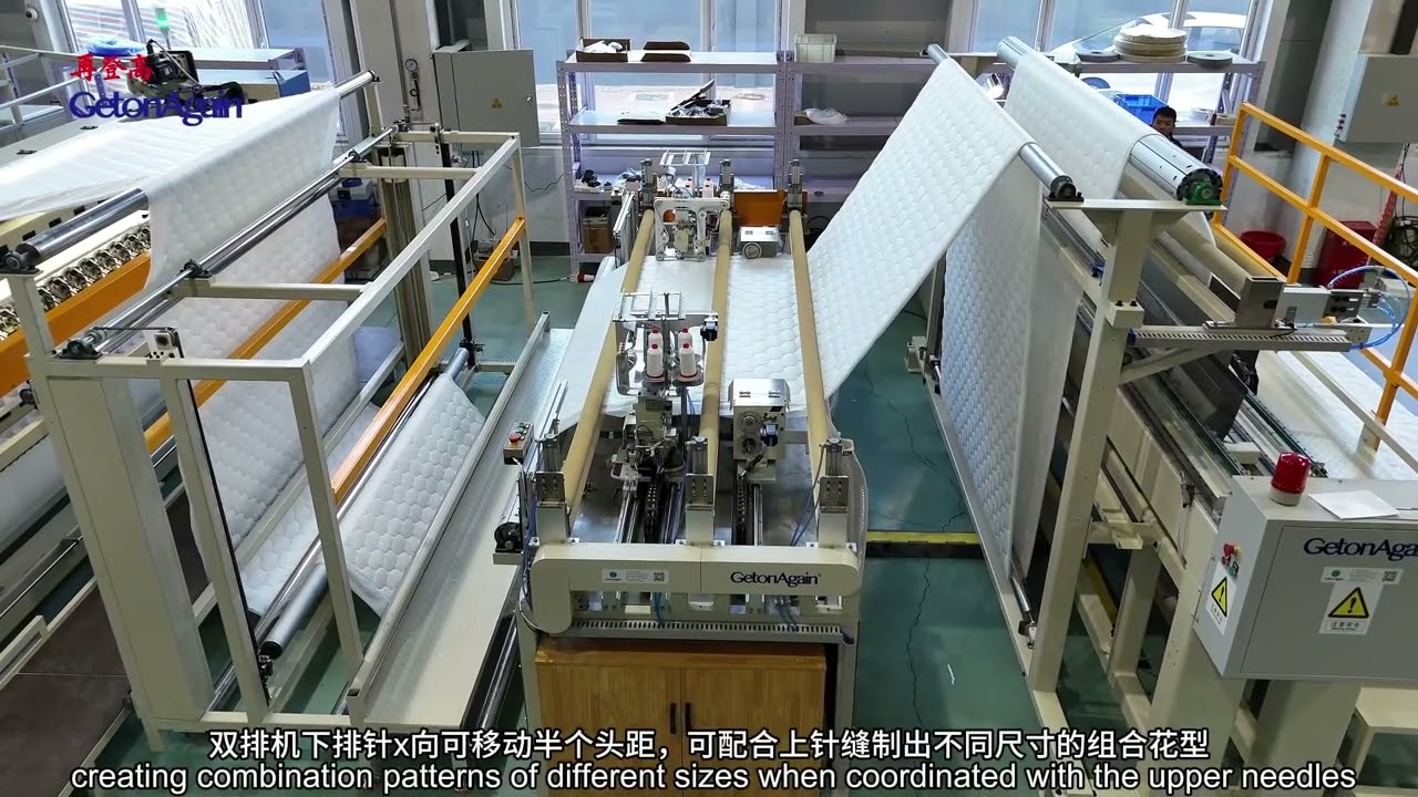 Computerized Multi-head Rotary-hook Quilting Machine + 4-side edge Sewing Machine 