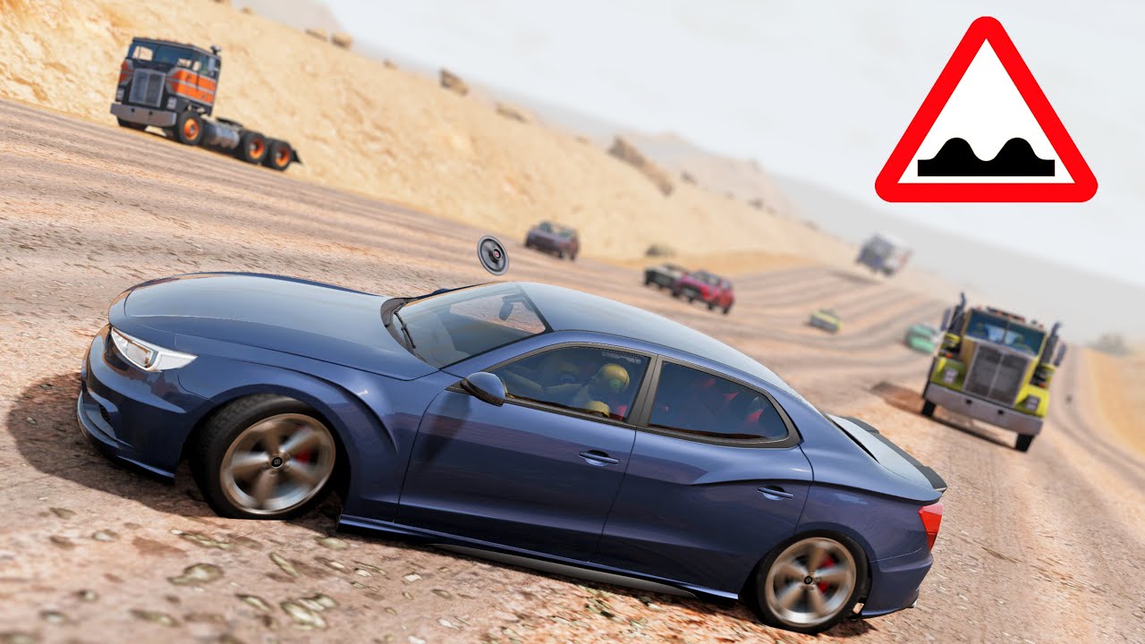 BeamNG Drive - Racing & Crashing On The Long Wavy Desert Road