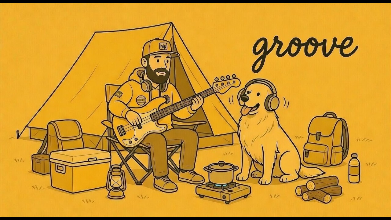 [playlist] groove 베이스 라인과 함께하는 캠핑 리듬 타는 댕댕이 : 숲속의 옐로우 그루브 🏕️🎸