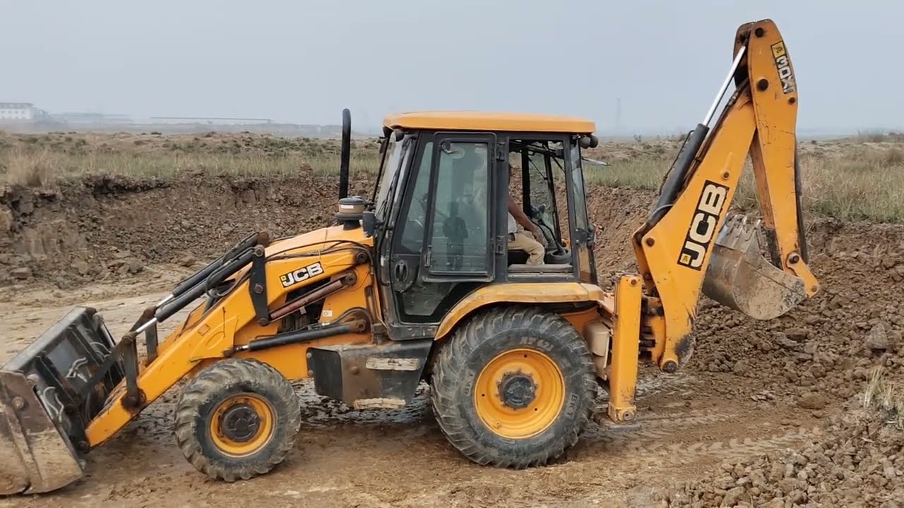 JCB 3dx working farming land construction a new ground loading soil Tata 407 | JCB machine 