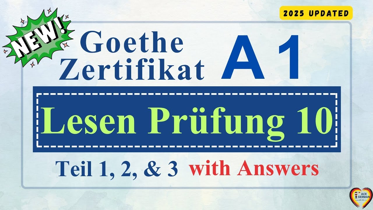 German A1 Lesen Exam 10 | Teil 1, 2 & 3 | 2025 | #Goethe #Telc