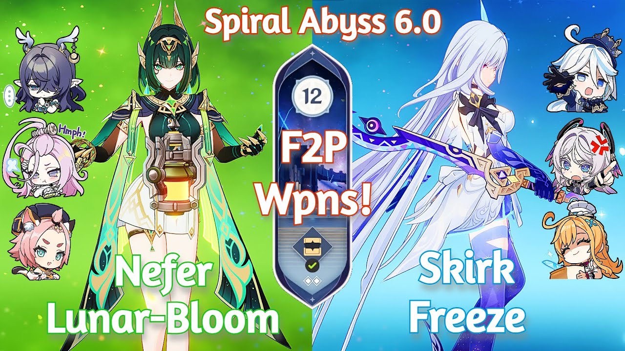 C0 Nefer Lunarbloom x C0 Skirk Freeze - NEW Spiral Abyss 6.1 | Genshin Impact