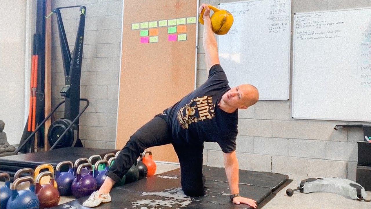Kettlebell Half Kneeling Clean and Press Windmill