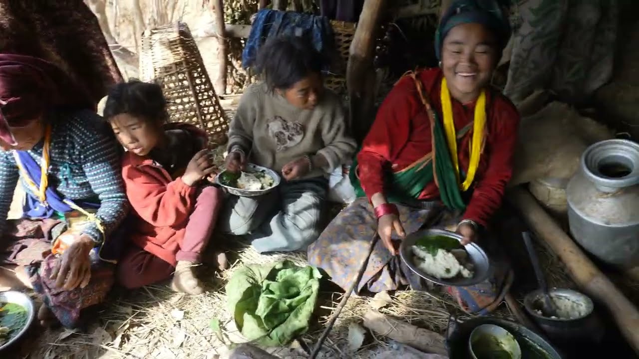 How village family live happily within traditional cottage ? Village life