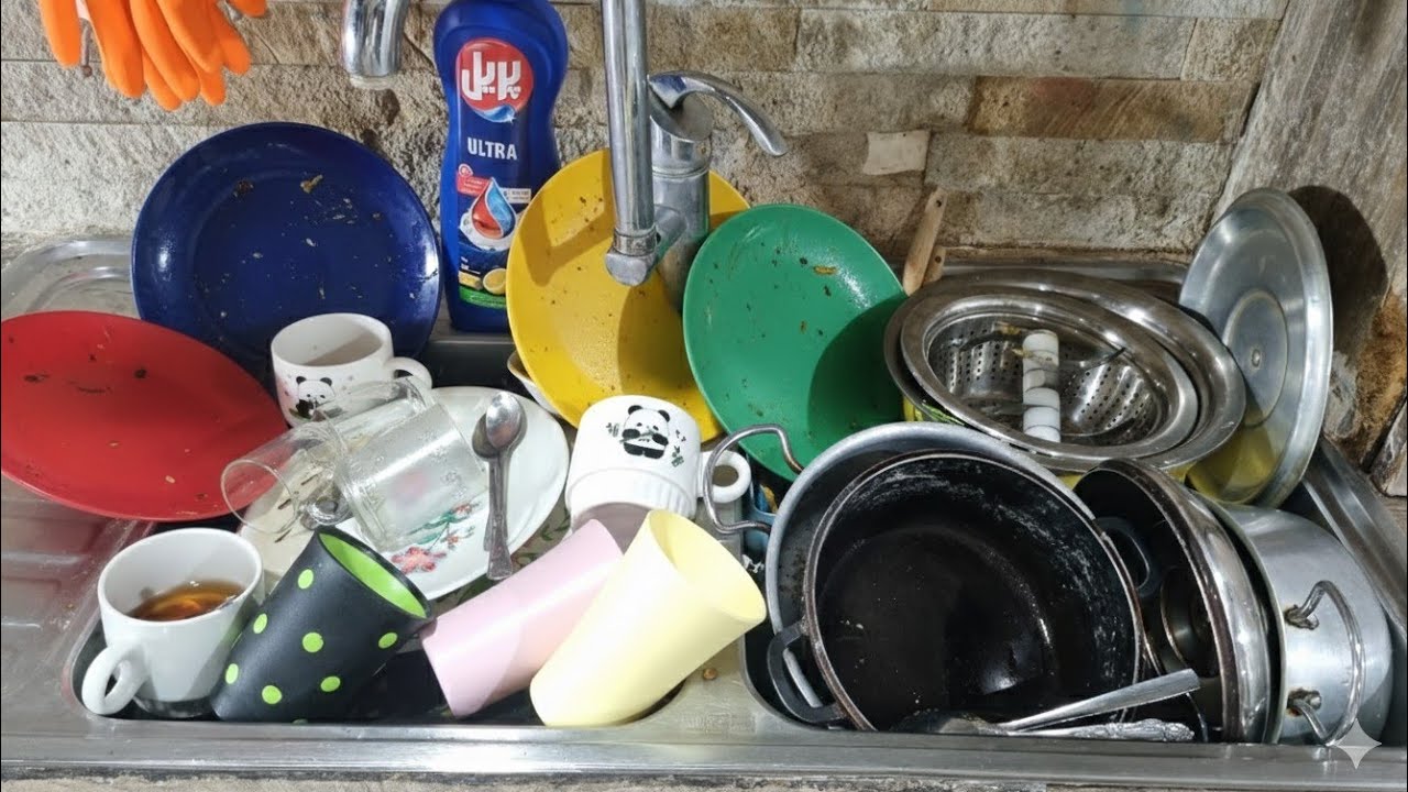 Dishwashing at Night 🌙 | Quiet Sink Routine • No Talking ASMR