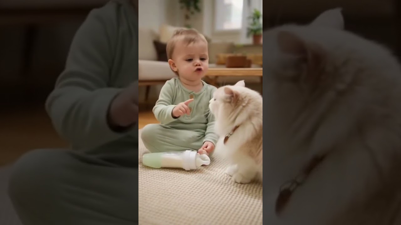 🎥 Un b&eacute;b&eacute; de 1 an parle &agrave; son chat comme un adulte 😆🐱#b&eacute;b&eacute;rigolo#vid&eacute;odr&ocirc;leenfant#chatmignon