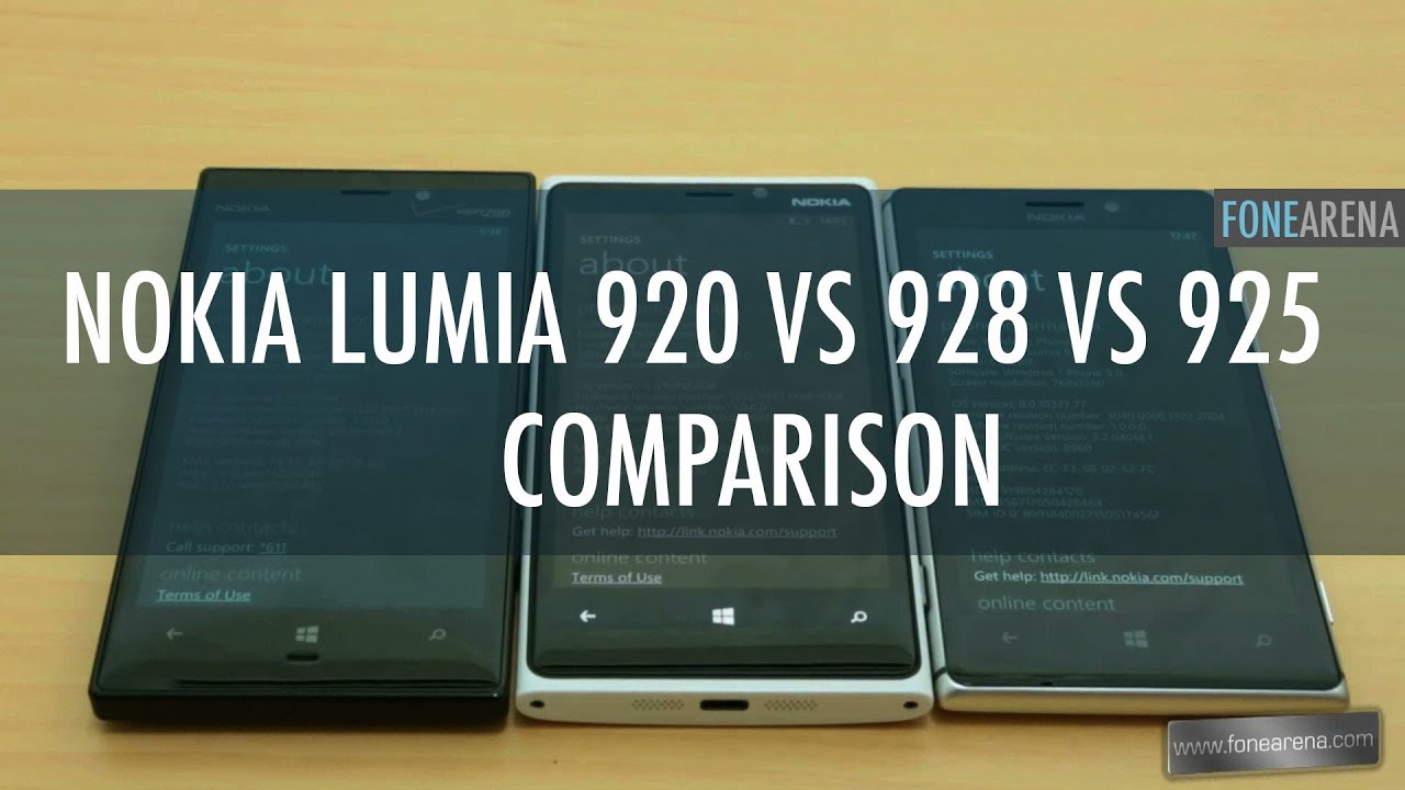 Nokia Lumia 920 Vs Nokia Lumia 928 Vs Nokia Lumia 925