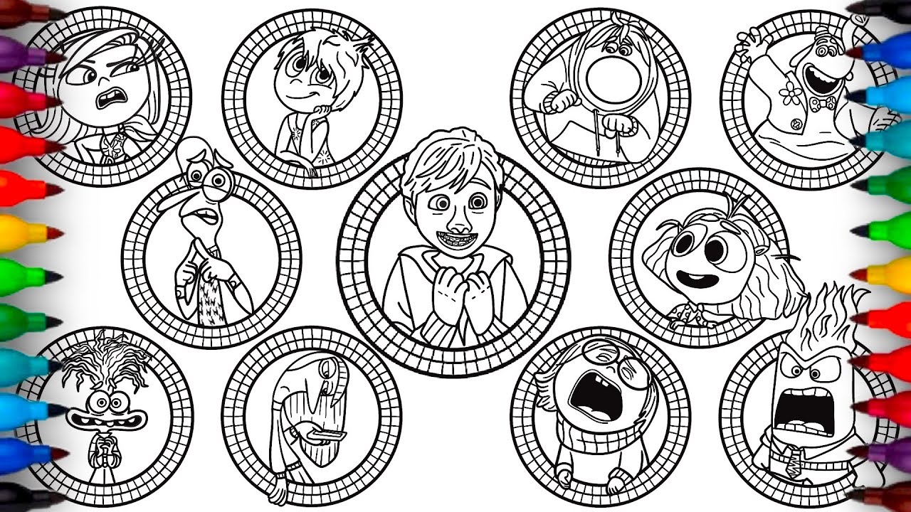 Inside Out 2 Coloring Pages | How to COLOR Riley's And All Emotions | Satisfying Colouring