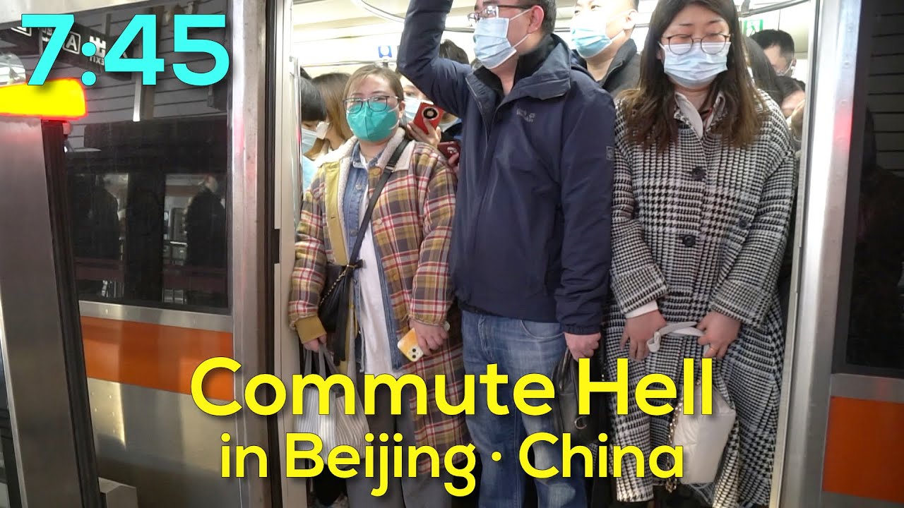 Rush Hour Trains in Beijing, China | Daotian Station on Metro Fangshan Line
