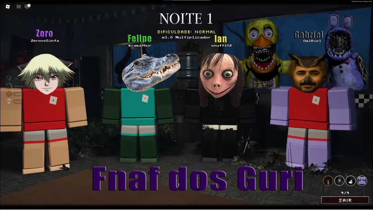 Fnaf do Roblox com um bando de animal
