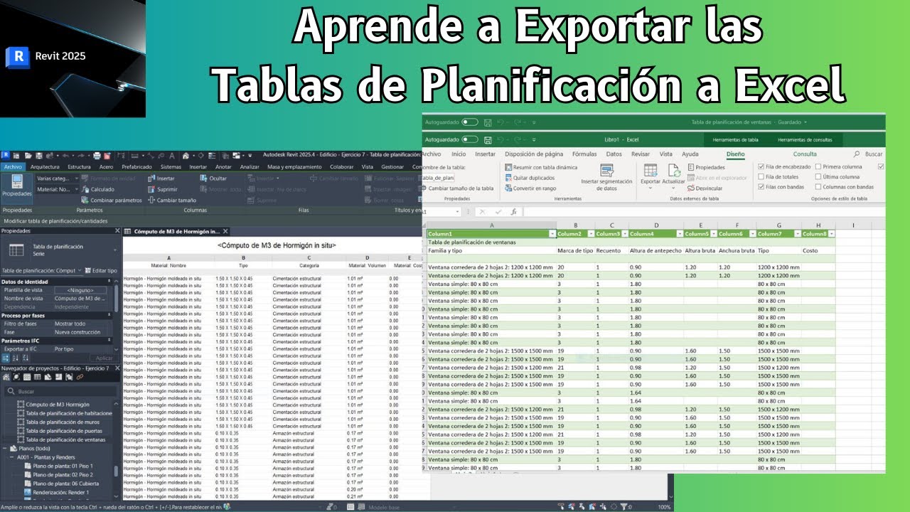 REVIT -  Exportar  Tablas  de  Planificación  de  Revit  a  EXCEL