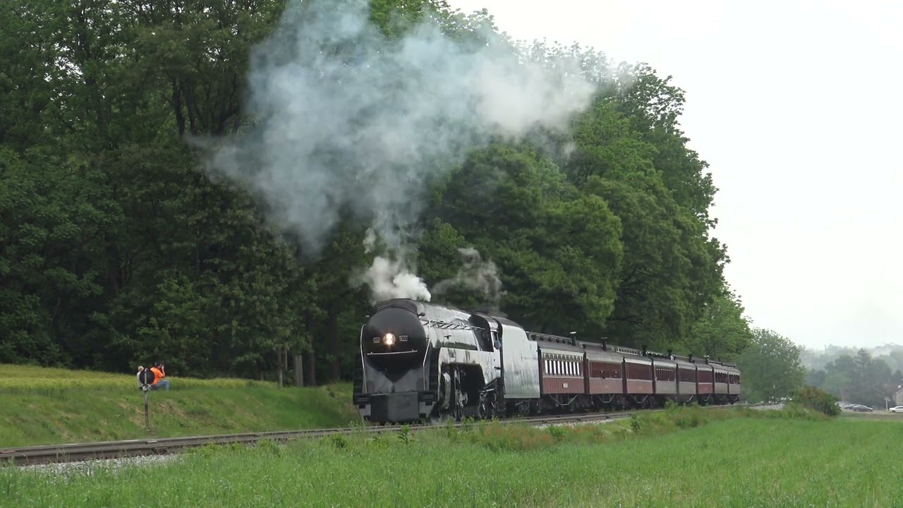 Strasburg 7  N&W 611 arriving at Groff's Grove, N&W 475 drifts past, then the 611 heads for home