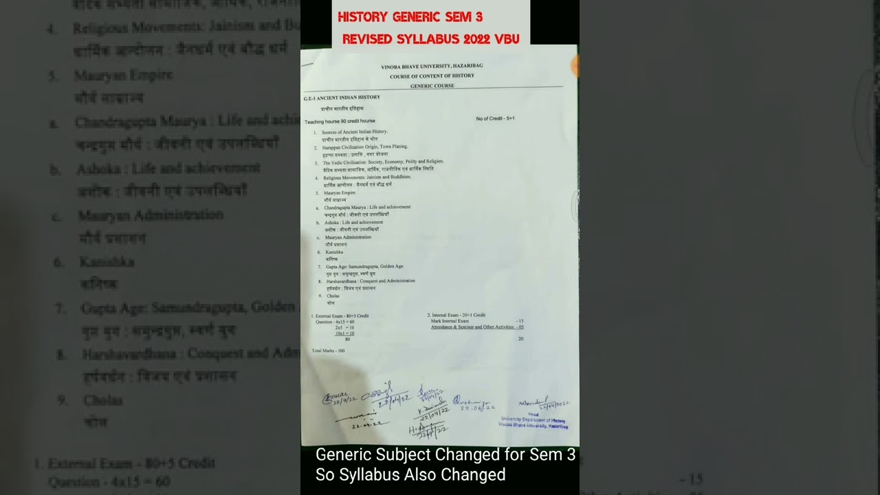 UG Sem 3 History Generic New Revised Syllabus VBU