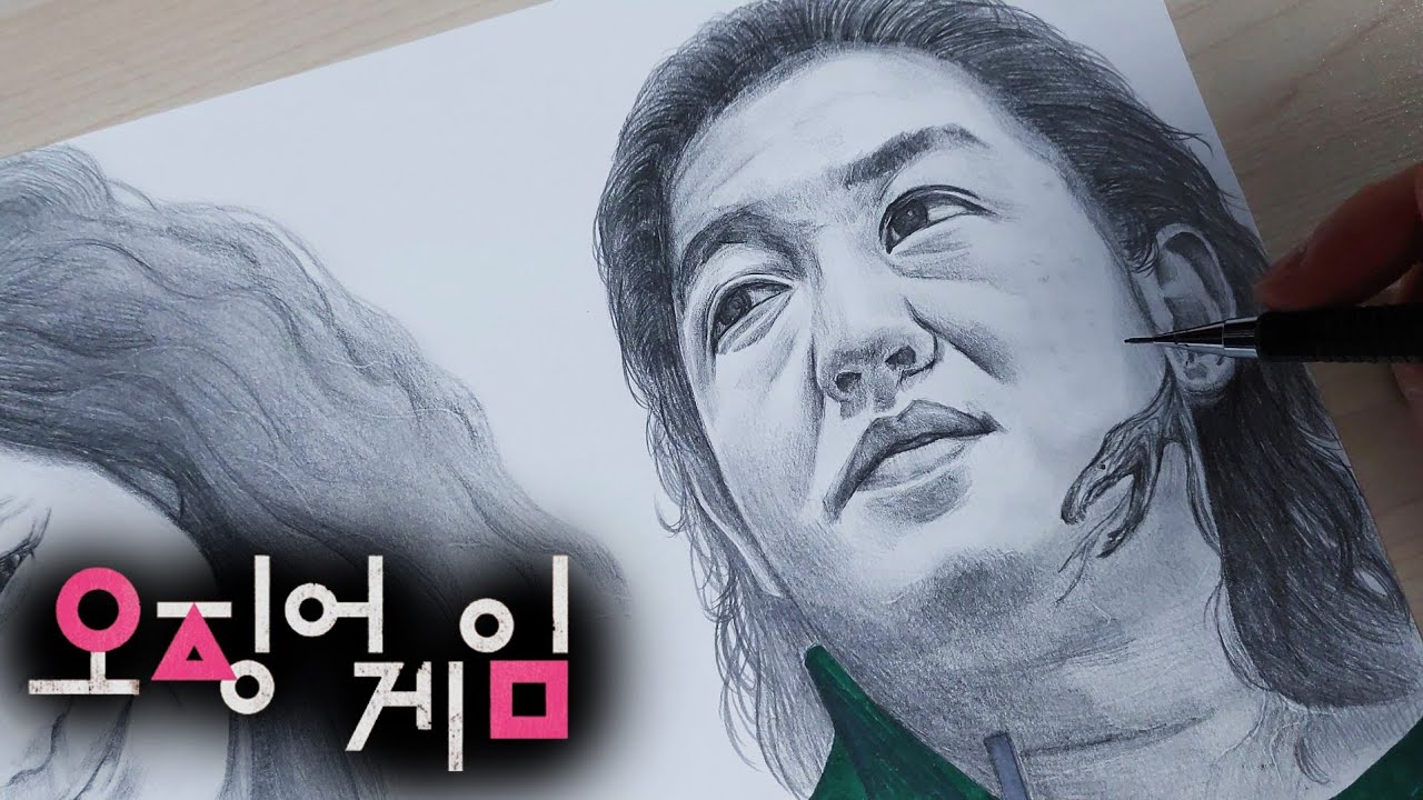 오징어게임 미녀, 덕수 그리기 (ft. 김주령, 허성태) - Squid Game KimJooRyoung, HeoSungTae drawing