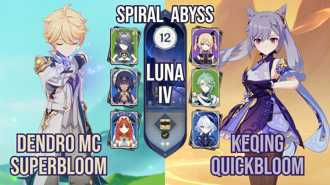 Dendro Traveler Superbloom x Keqing Quickbloom | Spiral Abyss 6.3 / Luna IV | Genshin Impact