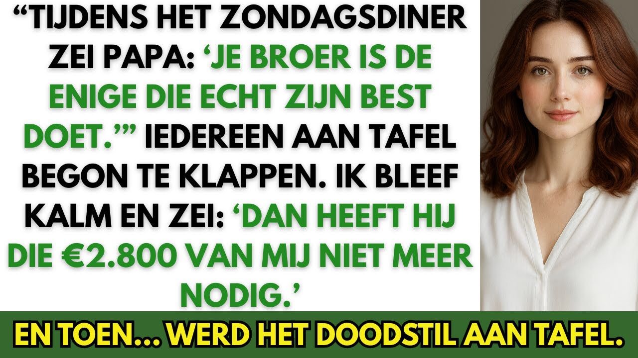 Papa zei aan tafel: “Je broer werkt hard, jij niet.” Toen bleef ik kalm en zei mijn zin.