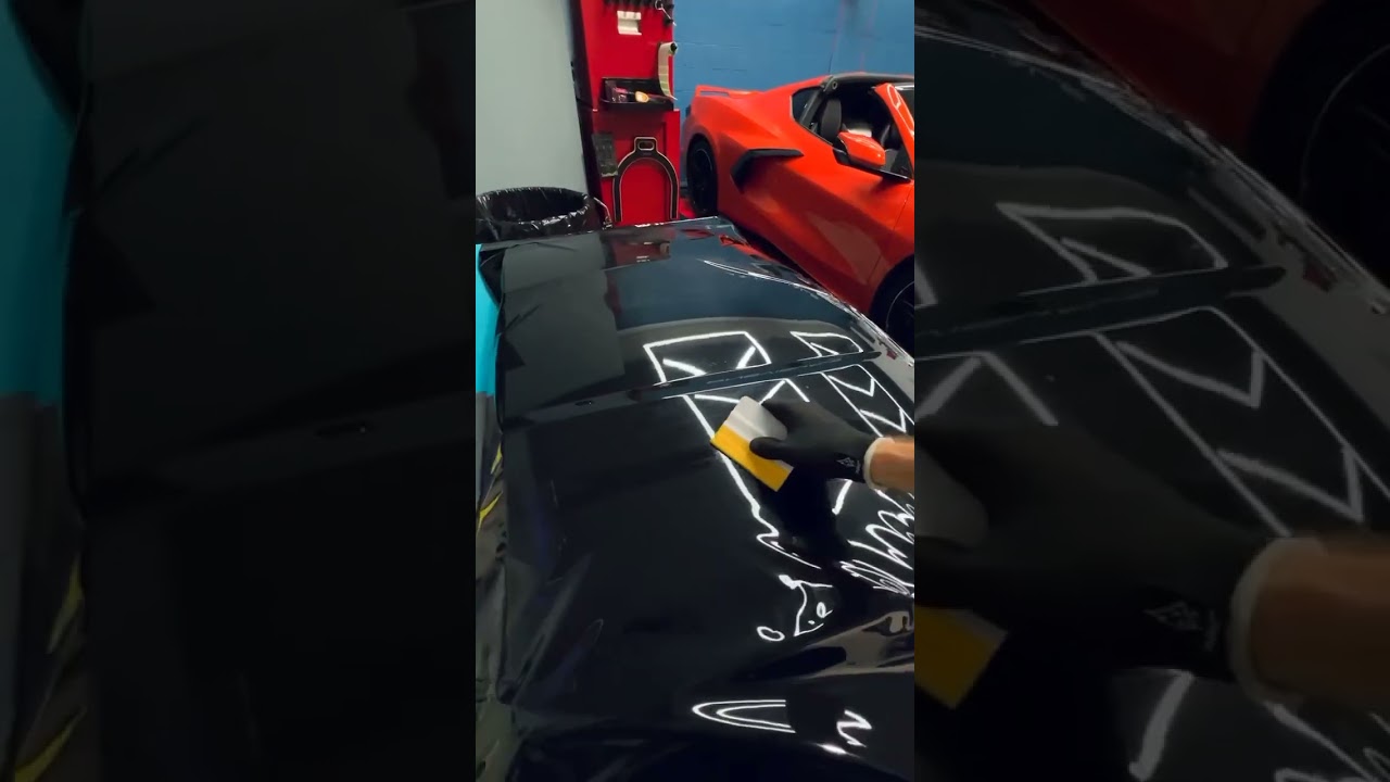 Corvette Roof Wrapped in New High Gloss Black from 3M