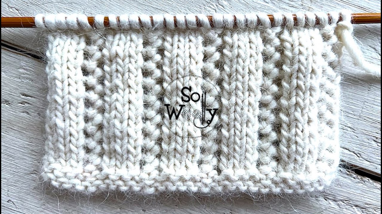 Punto Columnas Caladas tejido en dos agujas: en 2 vueltas (estilo Inglés y Continental) - Soy Woolly