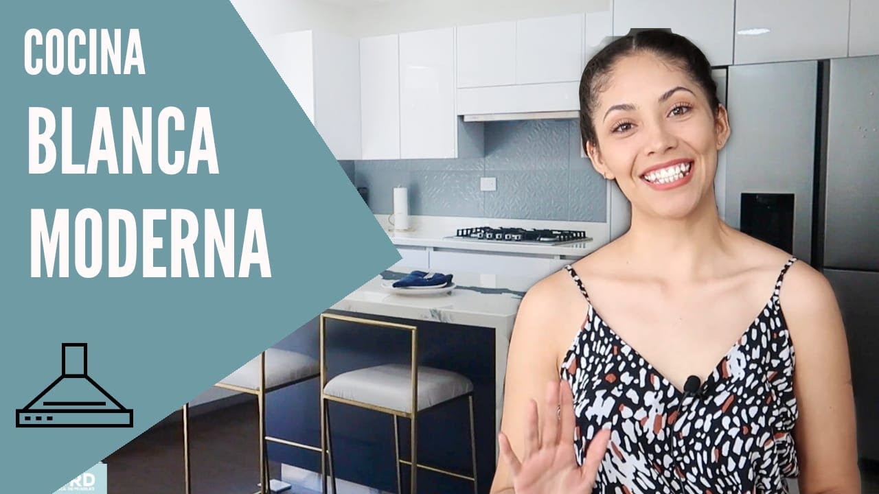 Cocina 𝗯𝗹𝗮𝗻𝗰𝗮 𝗺𝗼𝗱𝗲𝗿𝗻𝗮 con ISLA